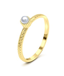 Pearl Gold Plated Silver Rings NSR-2906-GP